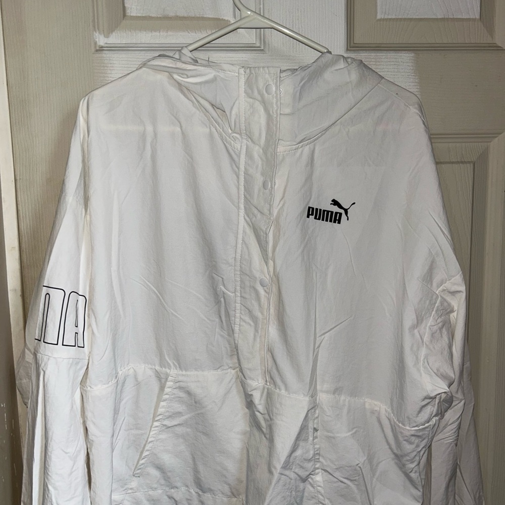 Puma White Hooded Windbreaker